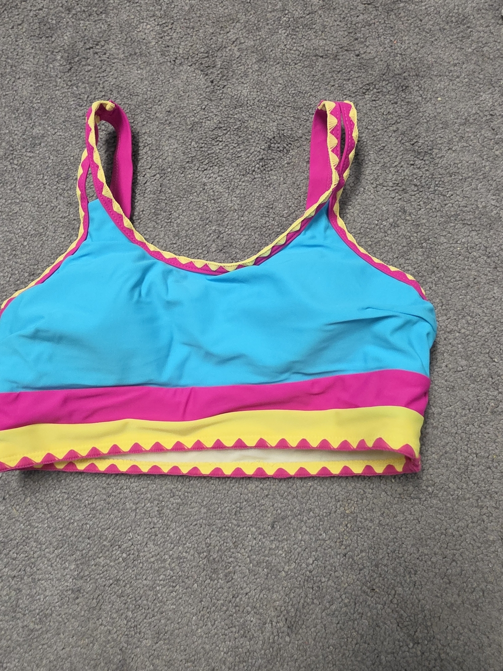 Women’s Colorblock Bikini Top - Turquoise Pink Yellow